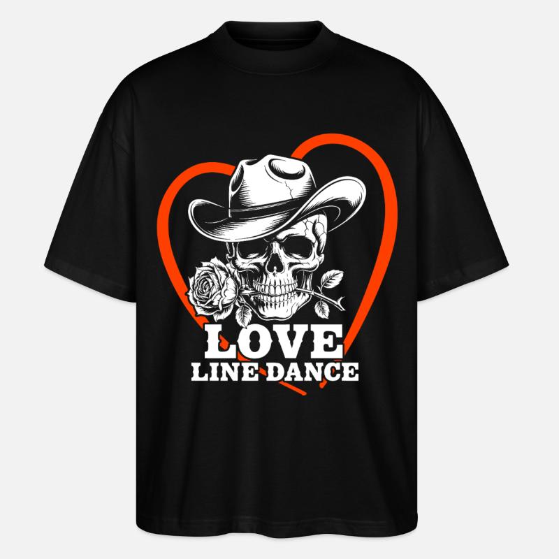 Love Line Dance Skull - Stanley/Stella Oversized Unisex Bio T-Shirt Blaster 2.0 - Schwarz