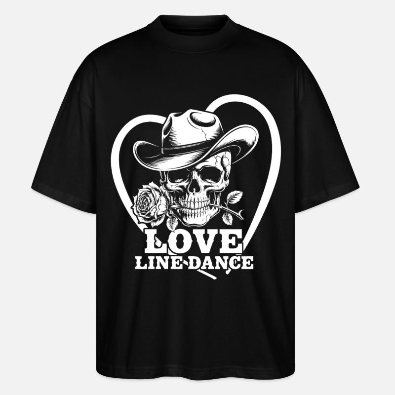 Schädel Liebe Line Dance - Stanley/Stella Oversized Unisex Bio T-Shirt Blaster 2.0 - Schwarz