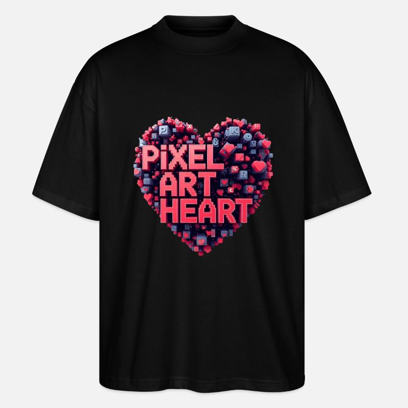 Pixel Art Herz Collage - Stanley/Stella Oversized Unisex Bio T-Shirt Blaster 2.0 - Schwarz