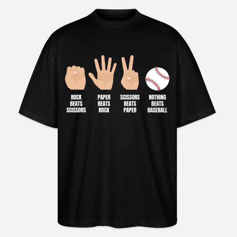 schere stein papier nichts schlägt baseball - Stanley/Stella Oversized Unisex Bio T-Shirt Blaster 2.0 - Schwarz