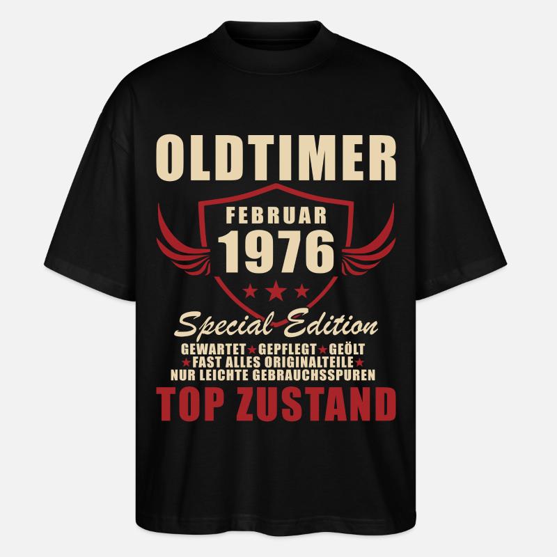 February 1976 Birthday Oldtimer 1976 - Stanley/Stella Oversized Unisex Organic T-shirt Blaster 2.0 - black