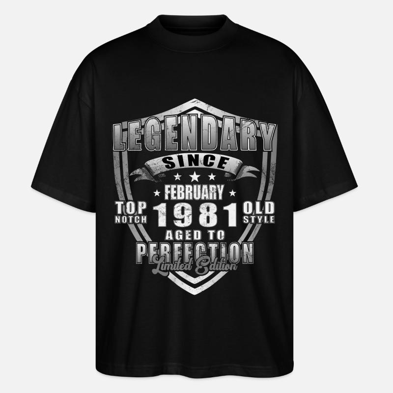 Février 1981 Jubilé 1981 Légendes Février - T-shirt bio Blaster 2.0 coupe oversize Stanley/Stella Unisexe - noir