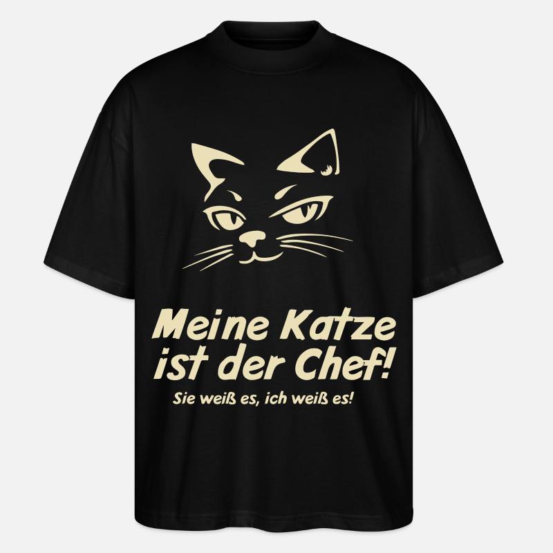 Meine Katze ist der Chef  - Stanley/Stella Oversized Unisex Bio T-Shirt Blaster 2.0 - Schwarz