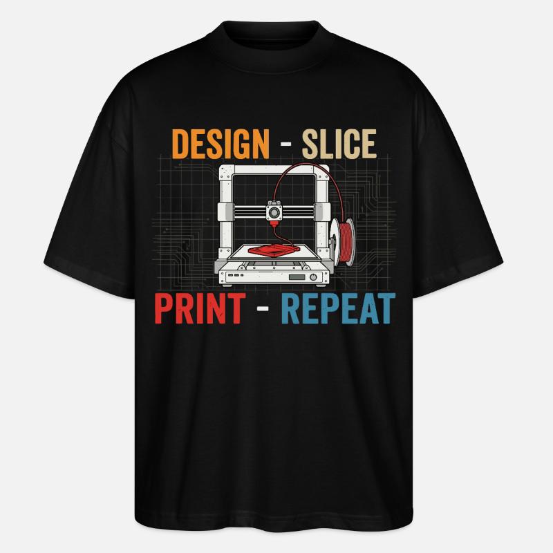 3D-Druck Evolution – Design Slice Print Repeat - Stanley/Stella Oversized Unisex Bio T-Shirt Blaster 2.0 - Schwarz