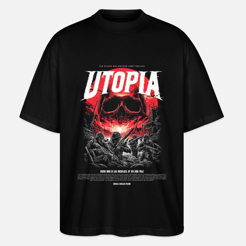 Utopia Crâne Rouge de Feu - T-shirt bio Blaster 2.0 coupe oversize Stanley/Stella Unisexe - noir