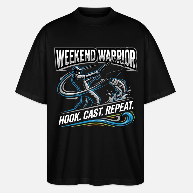 Weekend Warrior Hook Cast Repeat Angler - Stanley/Stella Oversized Unisex Organic T-shirt Blaster 2.0 - black