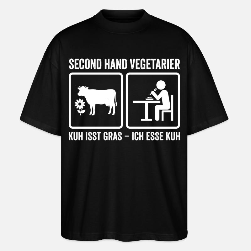 Second Hand Vegetarier – Lustiges Fleisch Design - Stanley/Stella Oversized Unisex Bio T-Shirt Blaster 2.0 - Schwarz