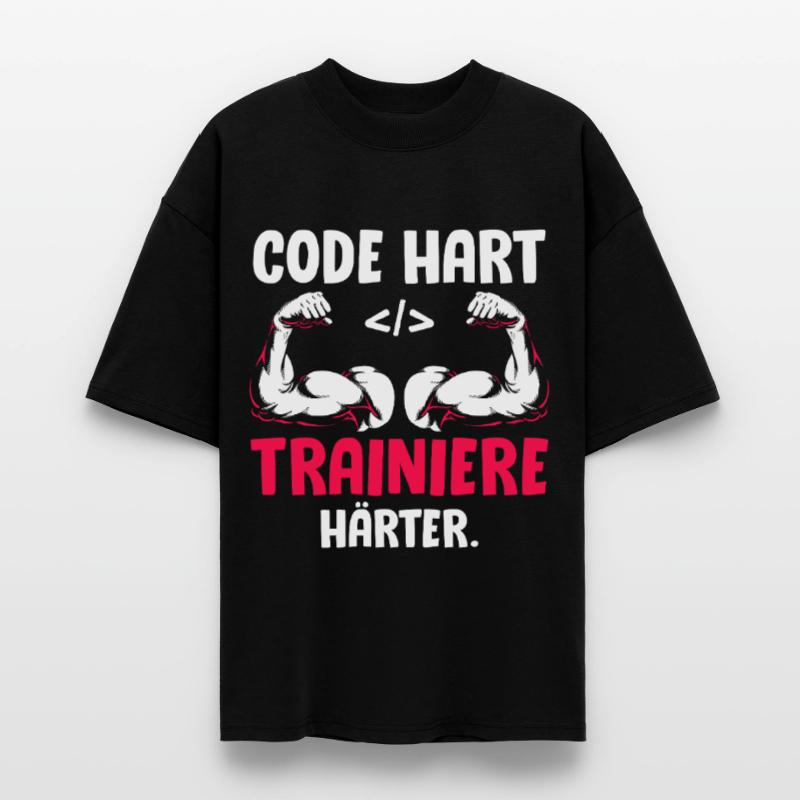 Coder CODE HARD TRAIN HARDER Funny Stanley/Stella Oversized Unisex Organic T-shirt Blaster 2.0