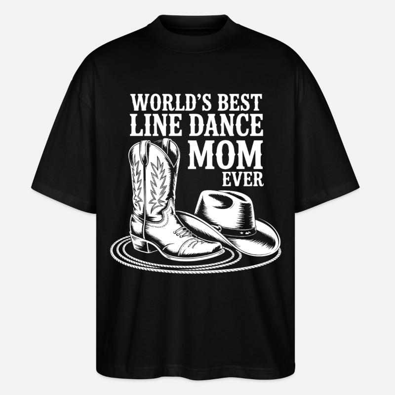 LineDance mom with cowboy boots - Stanley/Stella Oversized Unisex Organic T-shirt Blaster 2.0 - black