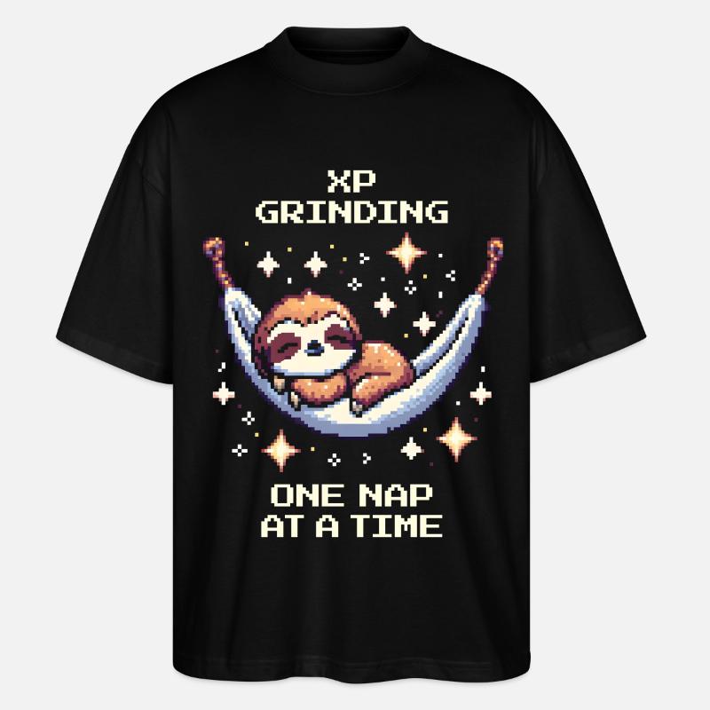 Grinding XP with Naps | Sloth - Stanley/Stella Oversized Unisex Organic T-shirt Blaster 2.0 - black