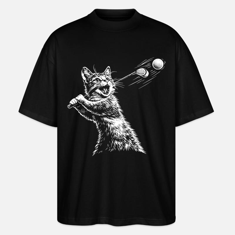 Katze Golfer Golfen - Stanley/Stella Oversized Unisex Bio T-Shirt Blaster 2.0 - Schwarz