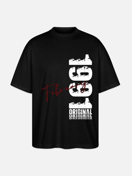 35th Birthday February 1991 Original Vintage - Stanley/Stella Oversized Unisex Organic T-shirt Blaster 2.0 - black