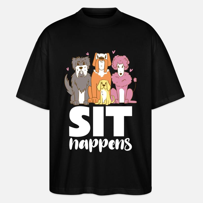 Hundebande Sit Happens - Stanley/Stella Oversized Unisex Bio T-Shirt Blaster 2.0 - Schwarz
