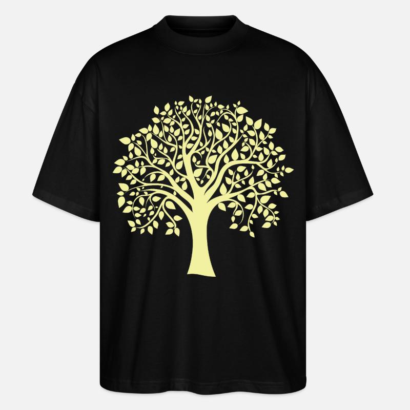 Silhouette jaune d’arbre jumbo imprimé - T-shirt bio Blaster 2.0 coupe oversize Stanley/Stella Unisexe - noir