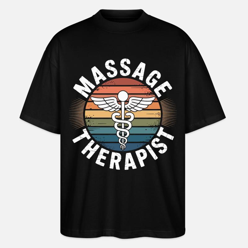 Retro Rainbow Massage Logo - Stanley/Stella Oversized Unisex Organic T-shirt Blaster 2.0 - black