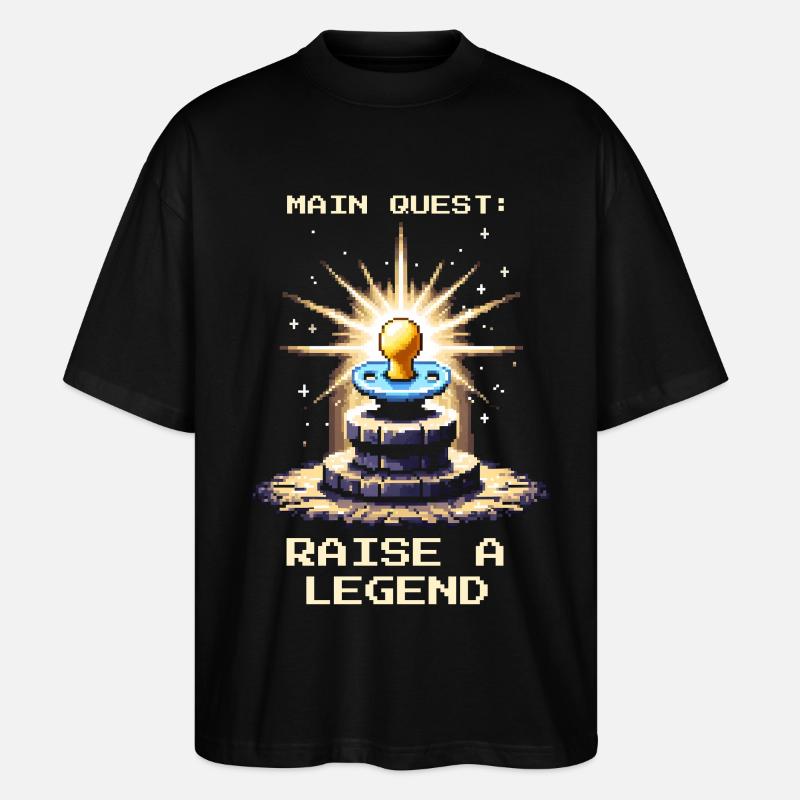 Main Quest: Legende großziehen | Eltern - Stanley/Stella Oversized Unisex Bio T-Shirt Blaster 2.0 - Schwarz