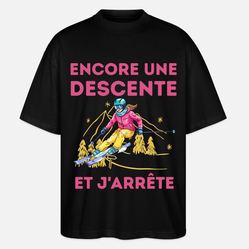 Skiabfahrt: Und ich bleibe stehen - Stanley/Stella Oversized Unisex Bio T-Shirt Blaster 2.0 - Schwarz