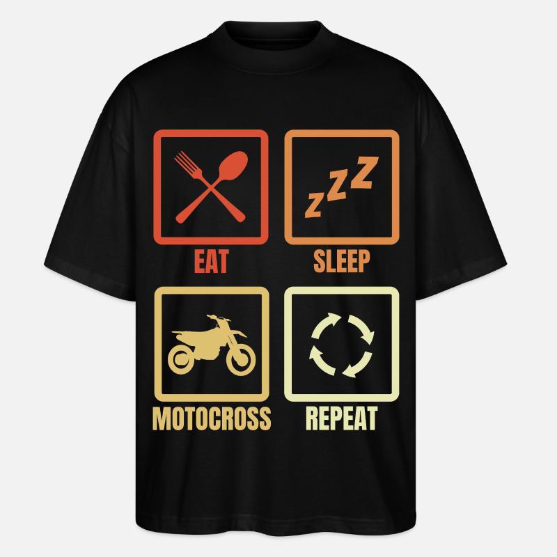 Manger, dormir, motocross, répéter - T-shirt bio Blaster 2.0 coupe oversize Stanley/Stella Unisexe - noir