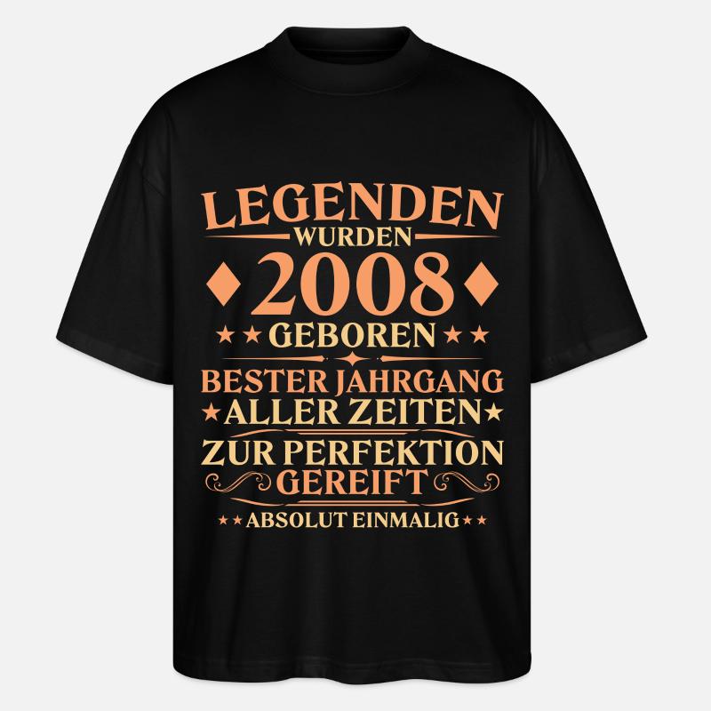 18e anniversaire Né en 2008 - T-shirt bio Blaster 2.0 coupe oversize Stanley/Stella Unisexe - noir
