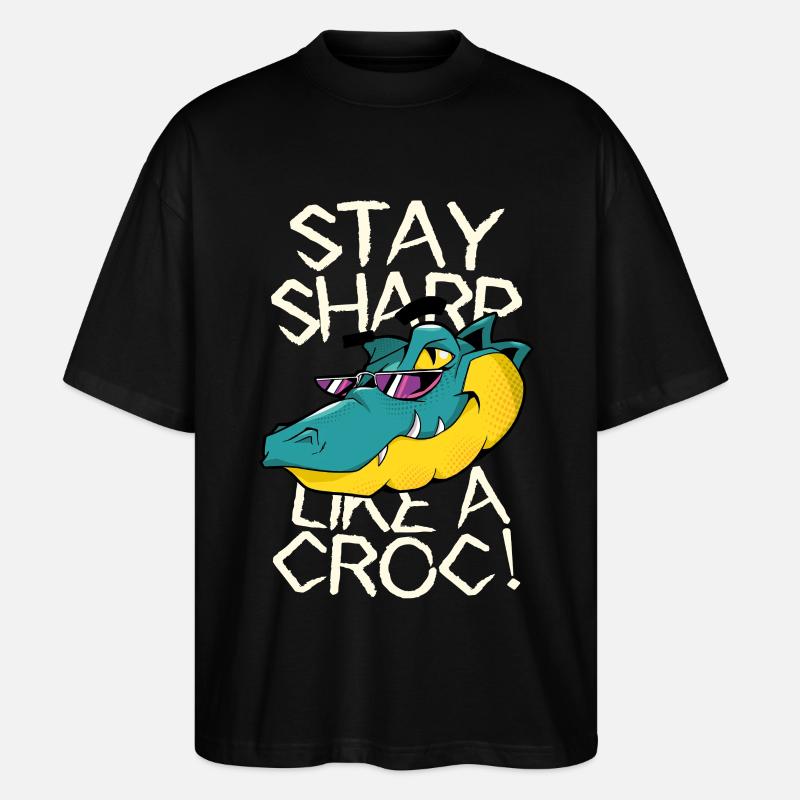 Stay sharp - Crocodile with style - Stanley/Stella Oversized Unisex Organic T-shirt Blaster 2.0 - black