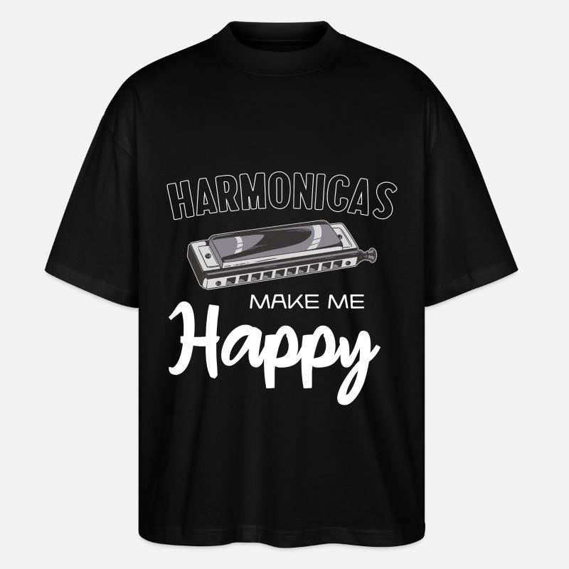 Harmonicas Make Me Happy - Stanley/Stella Oversized Unisex Bio T-Shirt Blaster 2.0 - Schwarz