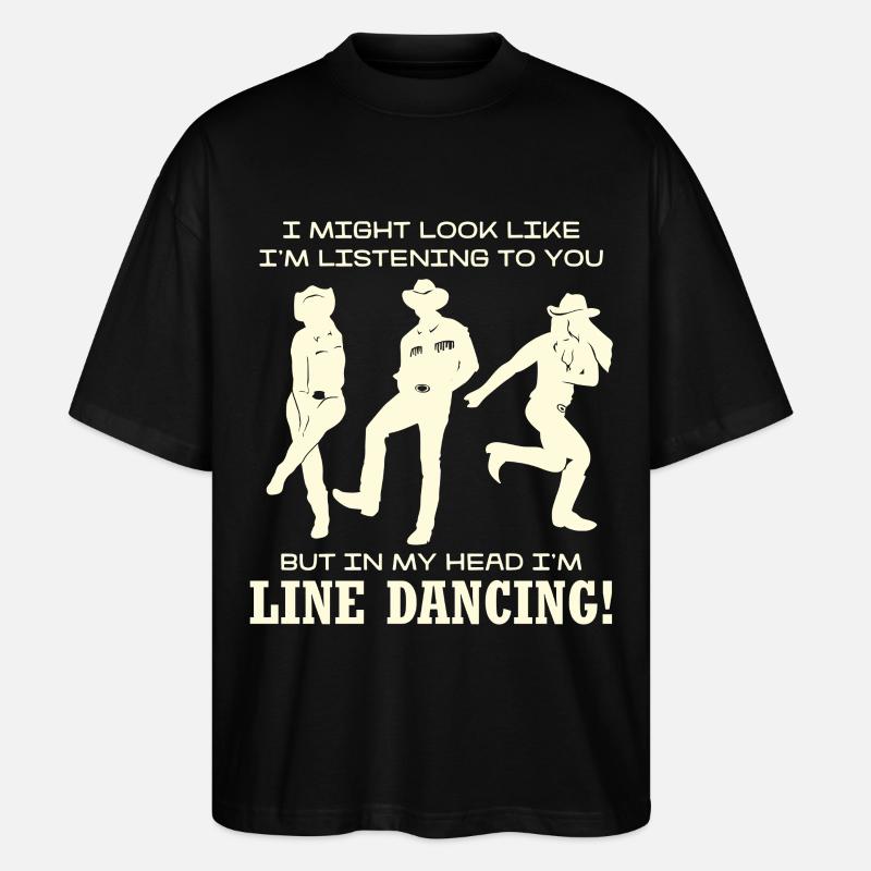 Line Dancing Silhouette Humor - Stanley/Stella Oversized Unisex Bio T-Shirt Blaster 2.0 - Schwarz
