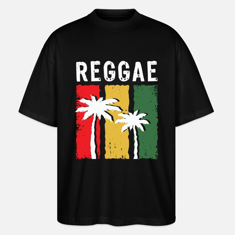 Reggae Palmen im Rasta-Farbblock - Stanley/Stella Oversized Unisex Bio T-Shirt Blaster 2.0 - Schwarz