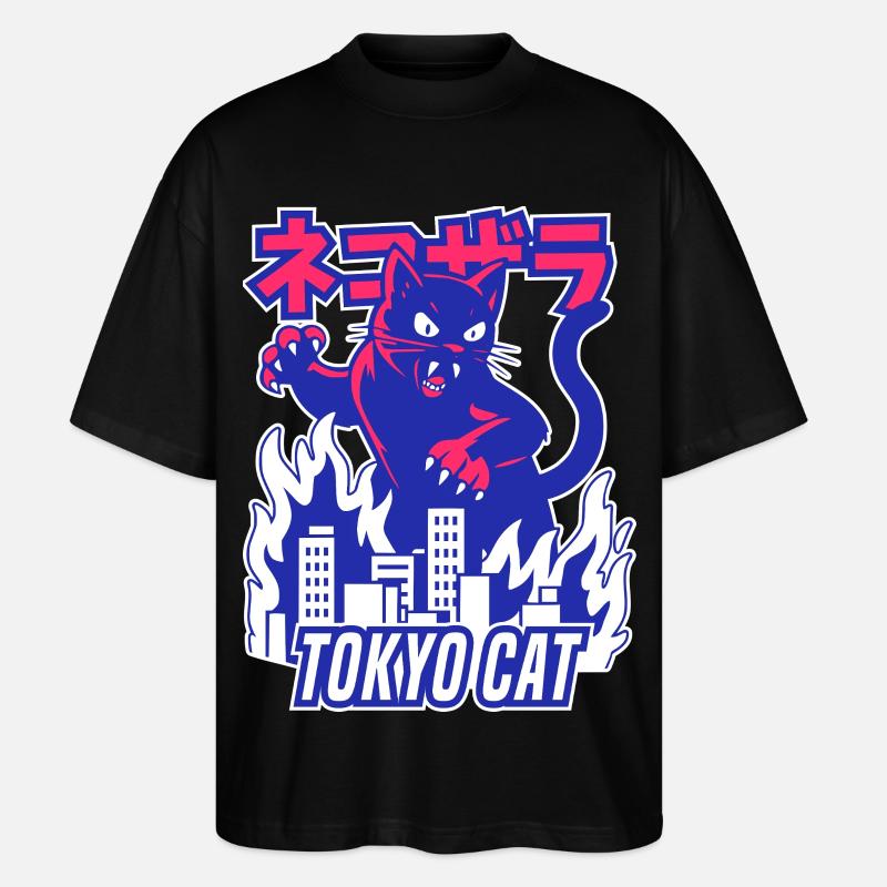 Retro Monster Katze - Stanley/Stella Oversized Unisex Bio T-Shirt Blaster 2.0 - Schwarz