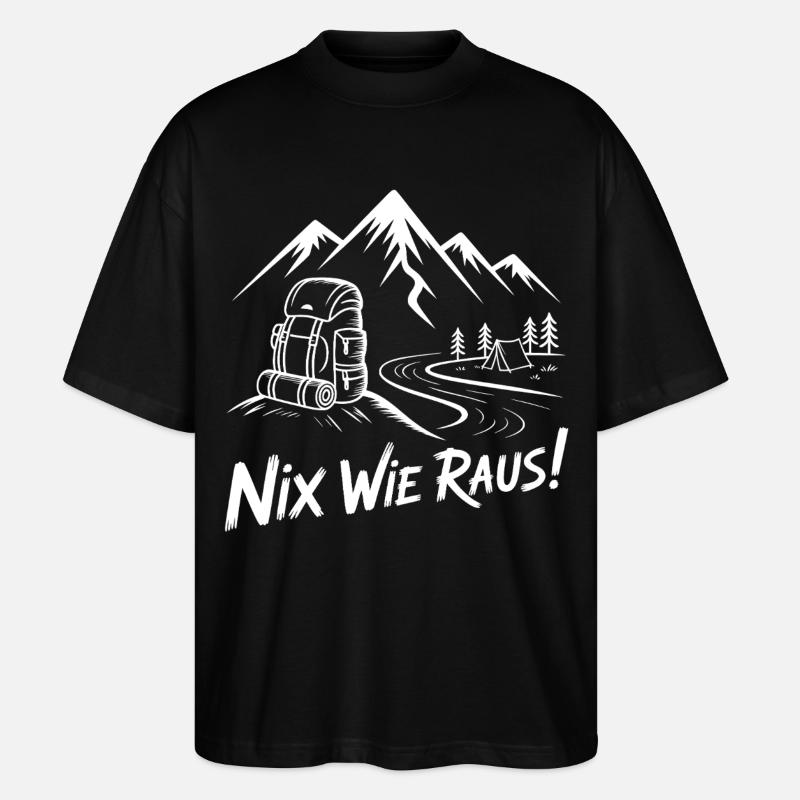 Nix Wie Raus Bergwanderabenteuer - Stanley/Stella Oversized Unisex Bio T-Shirt Blaster 2.0 - Schwarz