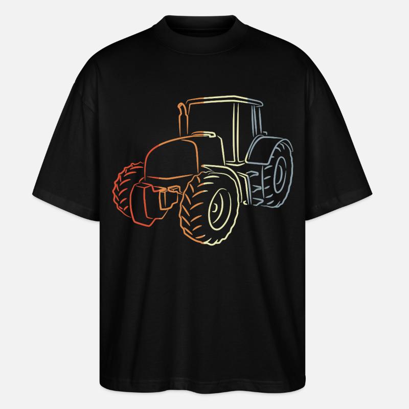 Retro Traktor Skizze - Stanley/Stella Oversized Unisex Bio T-Shirt Blaster 2.0 - Schwarz