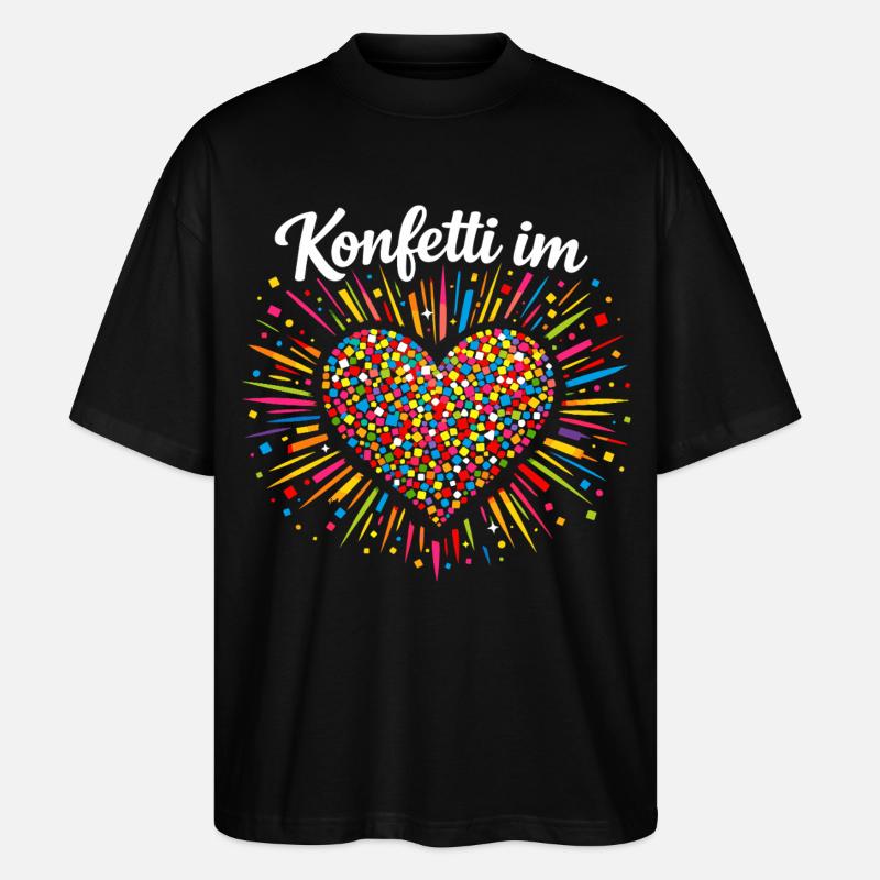 Konfetti Im Herzen Karneval Geschenk - Stanley/Stella Oversized Unisex Bio T-Shirt Blaster 2.0 - Schwarz