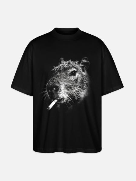 Fumer, cigarette, capybara, fumer une cigarette - T-shirt bio Blaster 2.0 coupe oversize Stanley/Stella Unisexe - noir