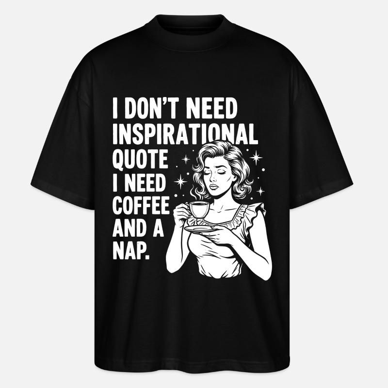 Echte Kaffeeliebe Nickerchen Statement - Stanley/Stella Oversized Unisex Bio T-Shirt Blaster 2.0 - Schwarz