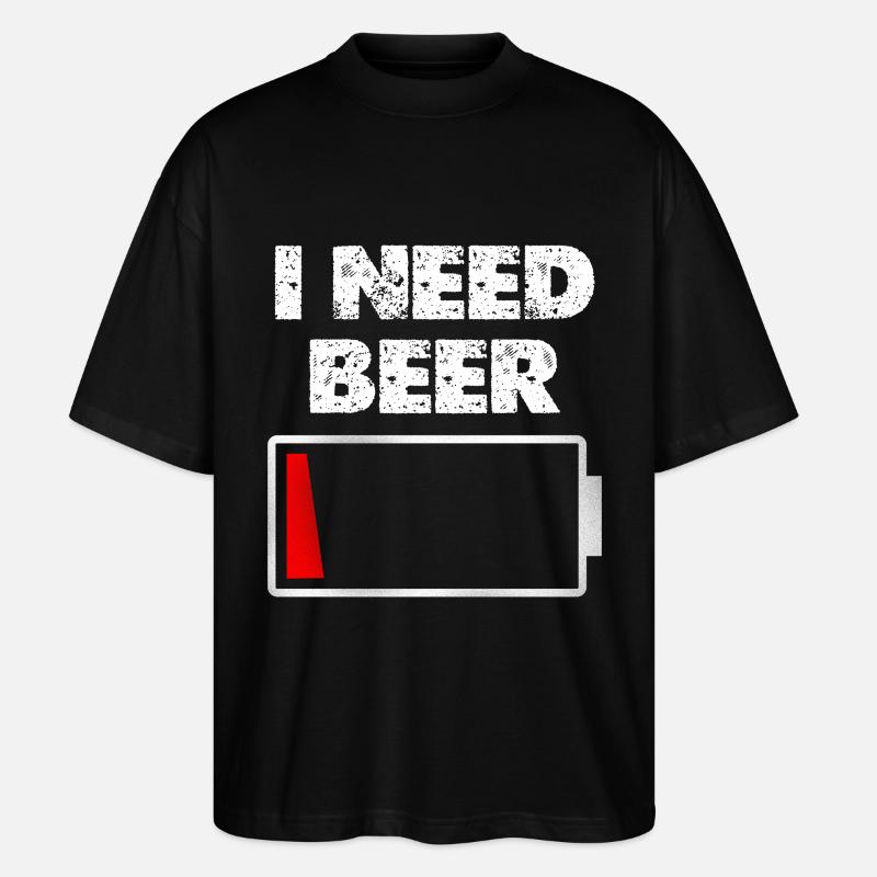 I Need Beer – Akku leer - Stanley/Stella Oversized Unisex Bio T-Shirt Blaster 2.0 - Schwarz