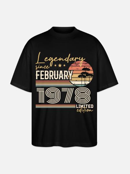 Février 1978 anniversaire 1978 légendes Février - T-shirt bio Blaster 2.0 coupe oversize Stanley/Stella Unisexe - noir