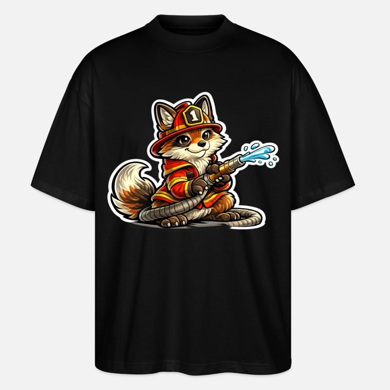 Fox pompier héros en action - T-shirt bio Blaster 2.0 coupe oversize Stanley/Stella Unisexe - noir