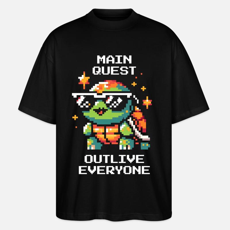 Main Quest: Live Longer | Turtle - Stanley/Stella Oversized Unisex Organic T-shirt Blaster 2.0 - black