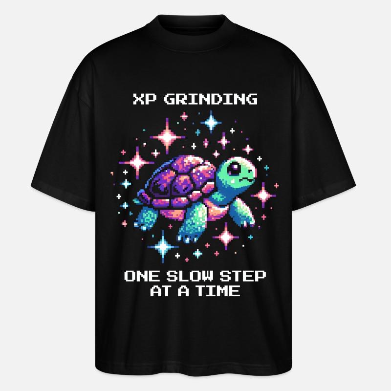XP grinden | Schildkröte - Stanley/Stella Oversized Unisex Bio T-Shirt Blaster 2.0 - Schwarz