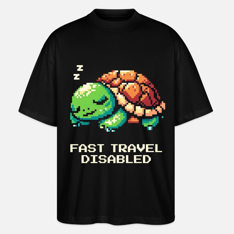 Voyage rapide désactivé | Tortue - T-shirt bio Blaster 2.0 coupe oversize Stanley/Stella Unisexe - noir
