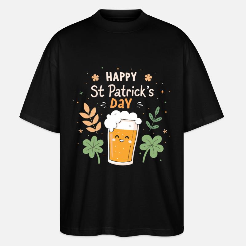 Frohes St. Patrick's Day Bier - Stanley/Stella Oversized Unisex Bio T-Shirt Blaster 2.0 - Schwarz