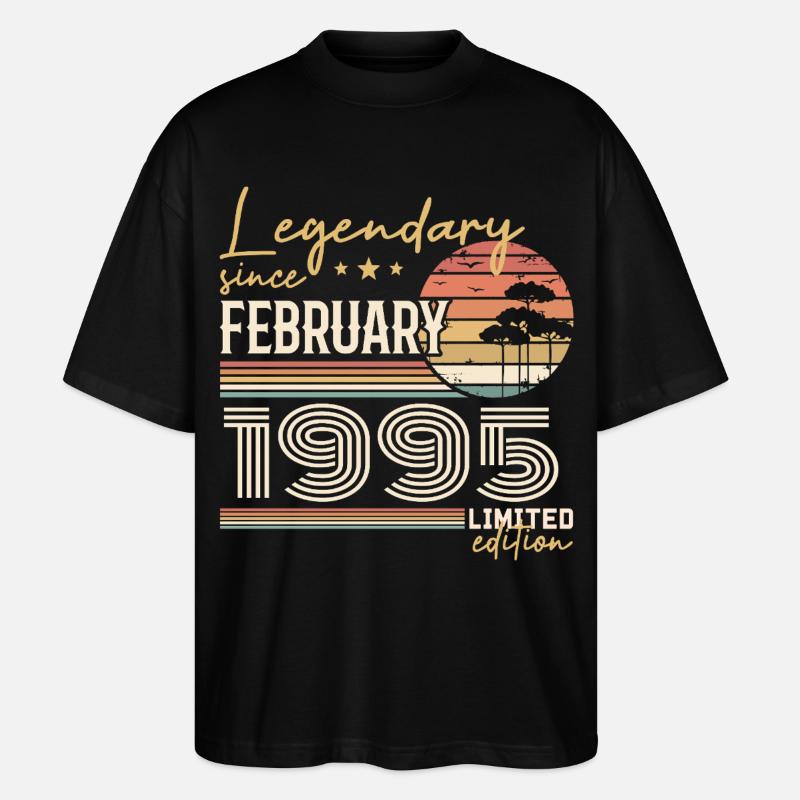 Février 1995 anniversaire 1995 légendes Février - T-shirt bio Blaster 2.0 coupe oversize Stanley/Stella Unisexe - noir