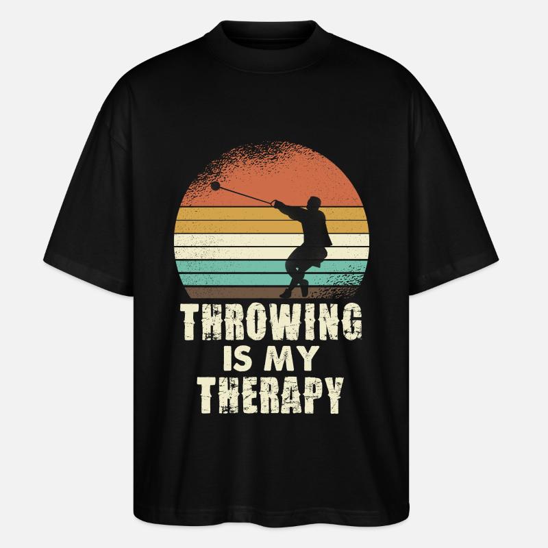 Throwing Therapy Retro Sunset - Stanley/Stella Oversized Unisex Bio T-Shirt Blaster 2.0 - Schwarz