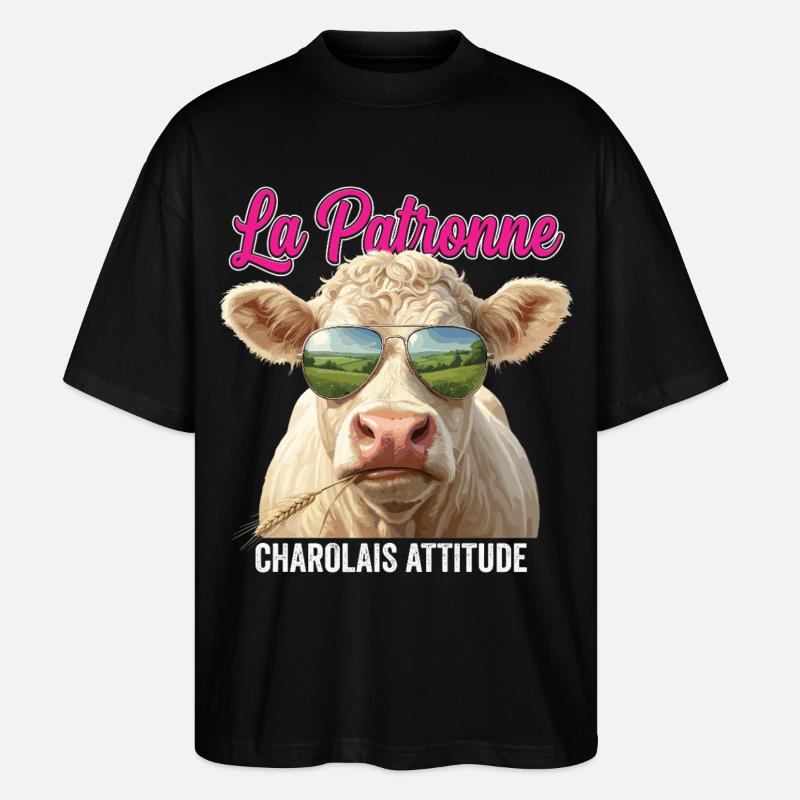 Charolais Élevage Bovin Éleveur - T-shirt bio Blaster 2.0 coupe oversize Stanley/Stella Unisexe - noir