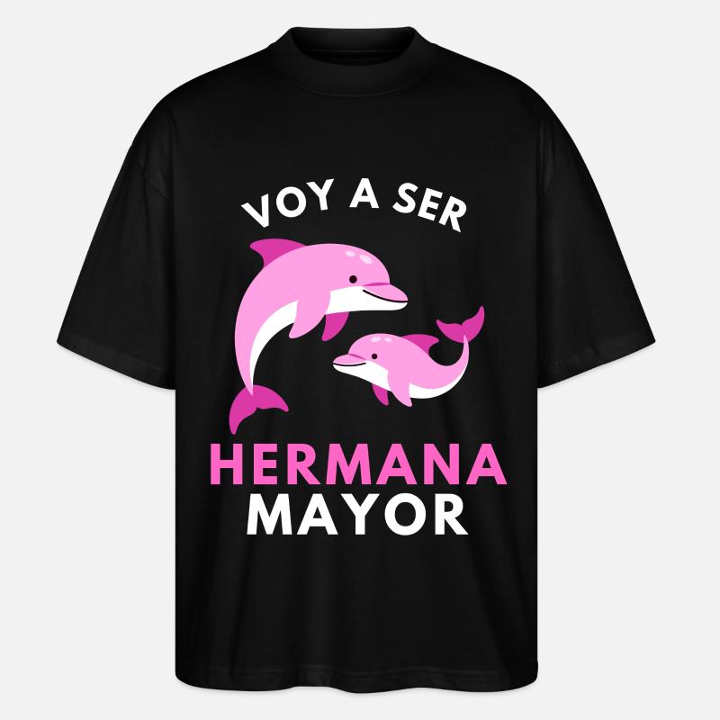 Ich werde eine große Schwester - Stanley/Stella Oversized Unisex Bio T-Shirt Blaster 2.0 - Schwarz