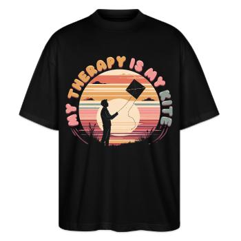 Kite Kite Flying - Stanley/Stella Oversized Unisex Organic T-shirt Blaster 2.0 - black - Front - Alina (178cm) & Michal (187cm)