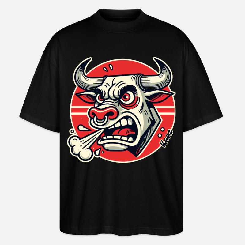 Wütender Bulle Retro-Logo - Stanley/Stella Oversized Unisex Bio T-Shirt Blaster 2.0 - Schwarz