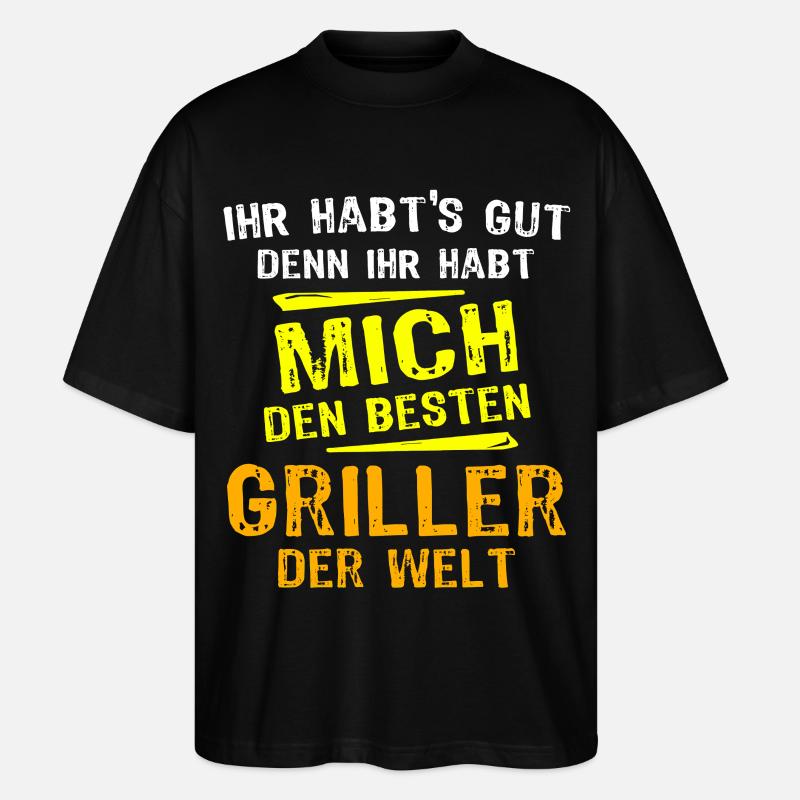 Griller Geschenk - Stanley/Stella Oversized Unisex Bio T-Shirt Blaster 2.0 - Schwarz