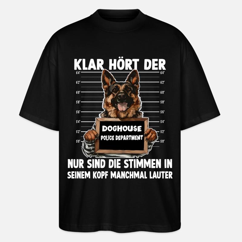 Hundehalter Geschenk Deutscher Schäferhund Gassi  - Stanley/Stella Oversized Unisex Bio T-Shirt Blaster 2.0 - Schwarz