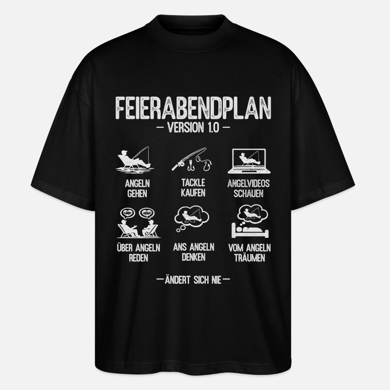 Angeln Geschenk Mann Angler Feierabendplan - Stanley/Stella Oversized Unisex Bio T-Shirt Blaster 2.0 - Schwarz