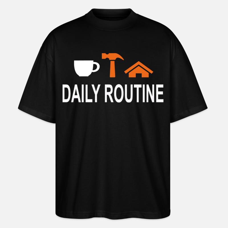 TäglicheRoutine, Daily Routine, Arbeit kann warten - Stanley/Stella Oversized Unisex Bio T-Shirt Blaster 2.0 - Schwarz